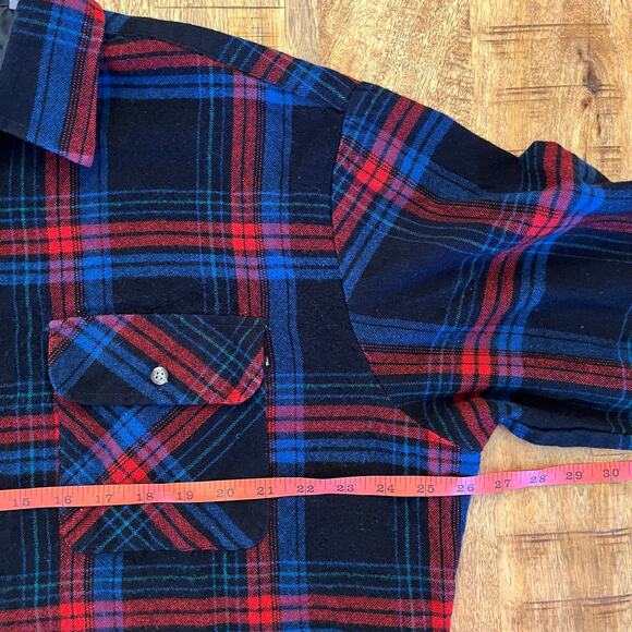 Vintage Saugatuck Drygoods Co Flannel Shirt Mens XL Black Plaid Pockets Buttonup - Picture 10 of 11
